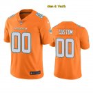 men's & youth Dolphins Football Team Uniform #00 Custom Name Number Jerseys Game Orange Shirts