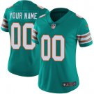 Women's Dolphins Football Team Uniform #00 Custom Name Number Jerseys Game Aqua Alternate Shirts