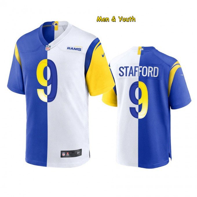 men's & youth Football Team Uniform #9 Matthew Stafford Jerseys Royal ...