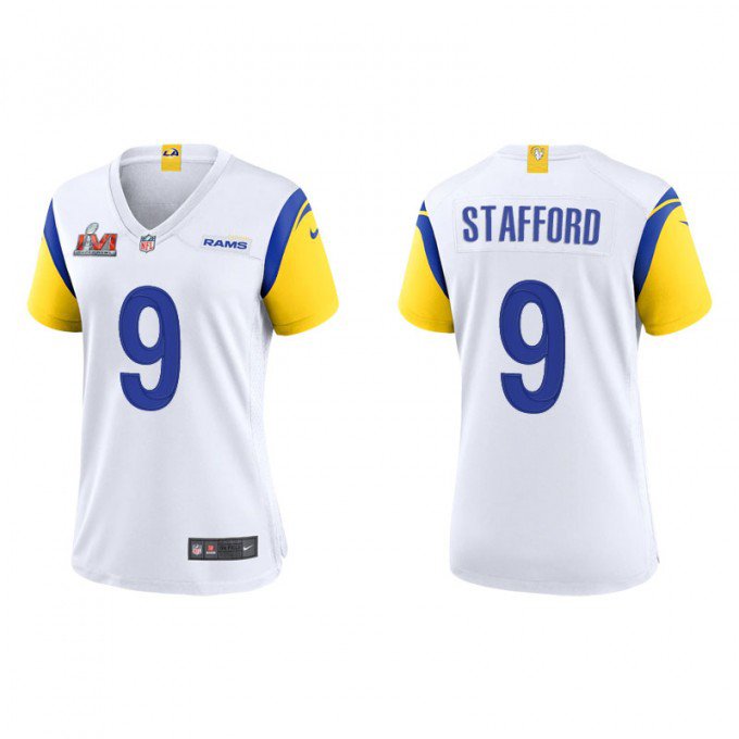 Women's Football Team Uniform #9 Matthew Stafford Jerseys White 2022 Super Bowl LVI Game Shirts