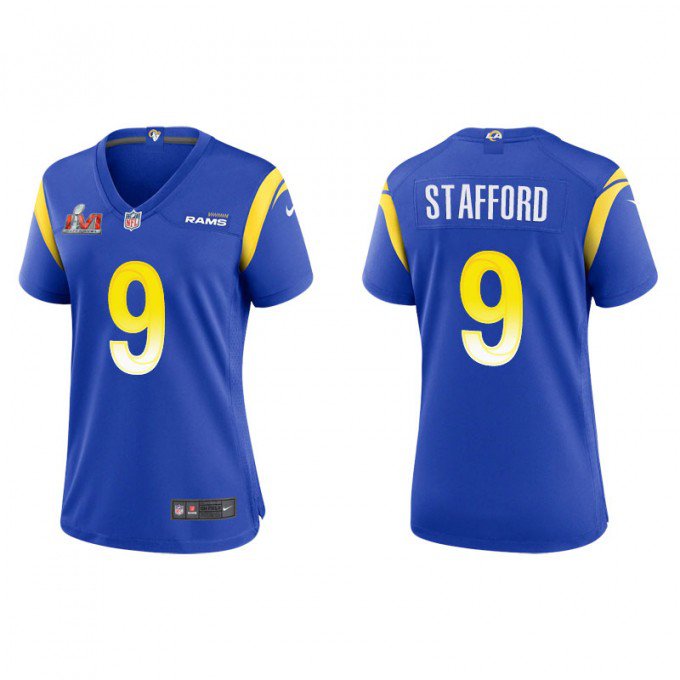 Women's Football Team Uniform #9 Matthew Stafford Jerseys Royal 2022 ...