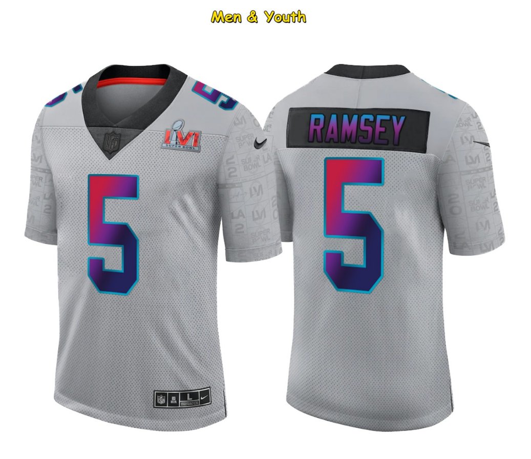 men's & youth Football Team Uniform 5 Jalen Ramsey Jerseys 2022 Grey