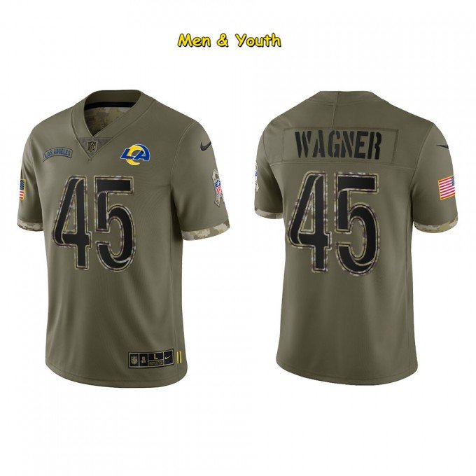 men's & youth Football Team Uniform 45 Bobby Wagner Jerseys Olive 2022
