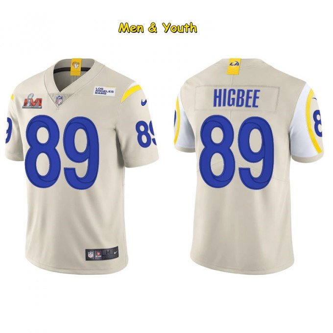 Men S Youth Football Team Uniform 89 Tyler Higbee Jerseys Bone 2022 Super Bowl LVI Game Shirts