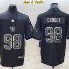 men's & youth Football Team Uniform #98 Maxx Crosby Jerseys Black Reflective RFLCTV League Shirts