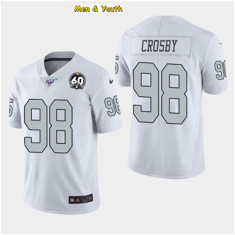 men's & youth Football Team Uniform #98 Maxx Crosby Jerseys White