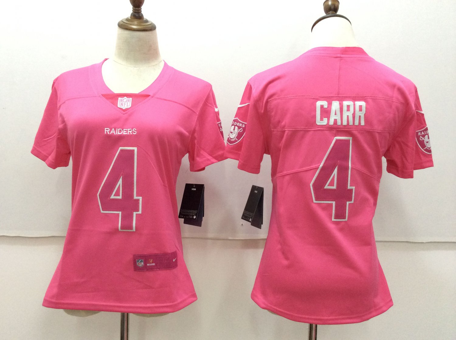 Women's Football Team Uniform 4 Derek Carr Jerseys Pink Rush Fashion