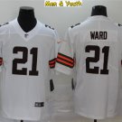 men's & youth Football Team Uniform #21 Denzel Ward Jerseys Player Game White League Shirts