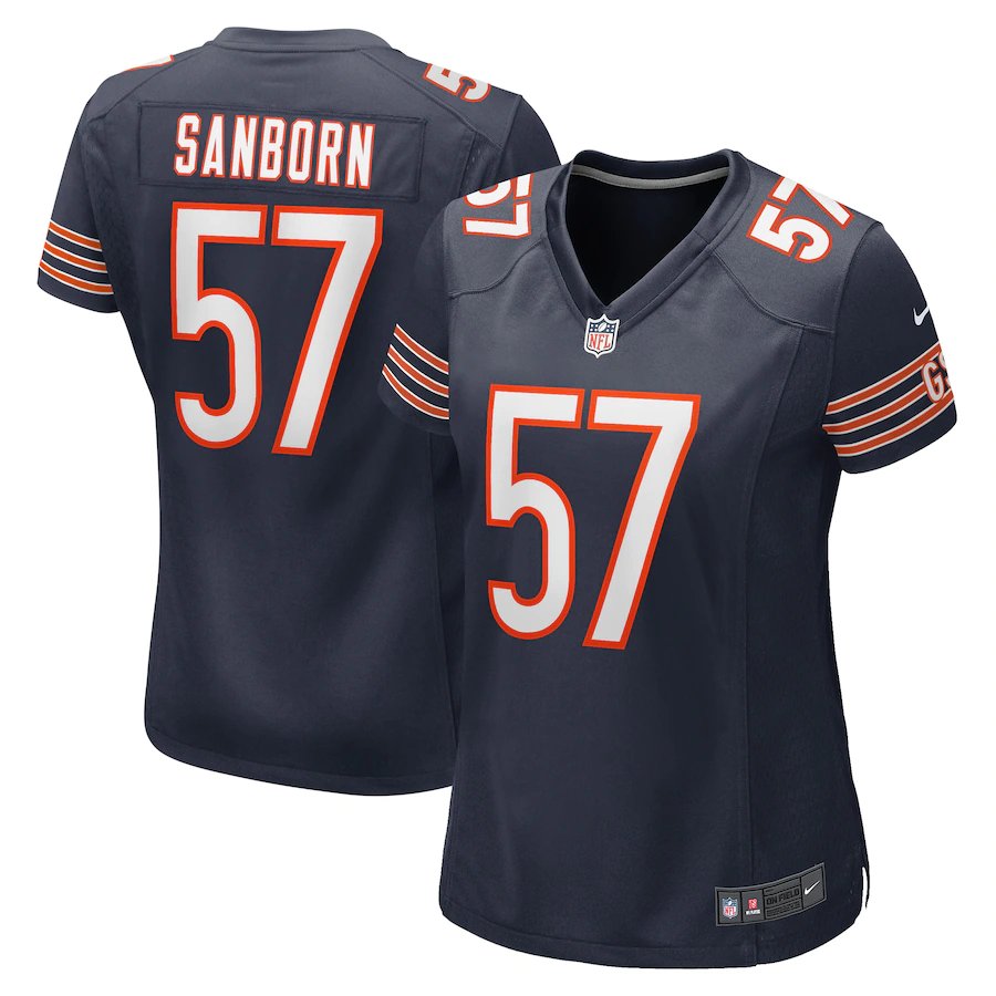 Women's Football Team Uniform 57 Jack Sanborn Jerseys Player Game Navy