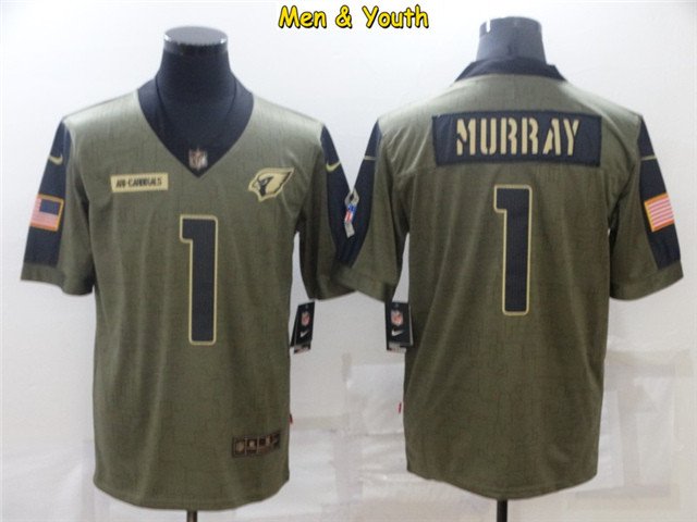men's & youth Football Team Uniform #1 Kyler Murray Jerseys 2021 Olive ...