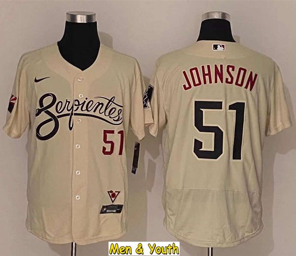 men's & youth Baseball Team Uniform #51 Randy Johnson Jerseys Gold City Connect League Shirts