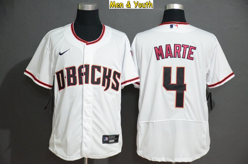 men's & youth Baseball Team Uniform #4 Ketel Marte Jerseys White Flexbase League Shirts