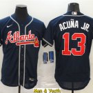 men's & youth Baseball Team Uniform #13 Ronald Acuna Jr. Jerseys Navy FlexBase League Shirts