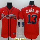 men's & youth Baseball Team Uniform #13 Ronald Acuna Jr. Jerseys Red FlexBase League Shirts