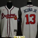 men's & youth Baseball Team Uniform #13 Ronald Acuna Jr. Jerseys White CoolBase Sleeveless Shirts