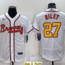 men's & youth Baseball Team Uniform #27 Austin Riley Jerseys White Gold 2021 Champions Patch Shirts