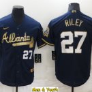 men's & youth Baseball Team Uniform #27 Austin Riley Jerseys Navy Blue 2021 Champions Edition Shirts