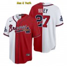 men's & youth Baseball Team Uniform #27 Austin Riley Jerseys Split White/Red 2021 Champion Shirts