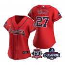 women's Baseball Team Uniform #27 Austin Riley Jerseys Red 2021 Champions 150th Patch lady Shirts