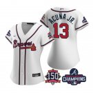 women's Baseball Uniform #13 Ronald Acuna Jr. Jerseys White 2021 Champions 150th Patch lady Shirts
