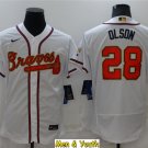 men's & youth Baseball Team Uniform #28 Matt Olson Jerseys White 2022 Gold Program FlexBase Shirts