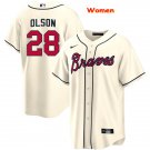 women's Baseball Team Uniform #28 Matt Olson Jerseys Cream CoolBase League lady Shirts