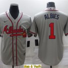 men's & youth Baseball Team Uniform #1 Ozzie Albies Jerseys Gray CoolBase League Shirts