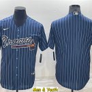 men's & youth Baseball Team Uniform Atlanta Braves Blank Jerseys Blue Pinstripe League Shirts