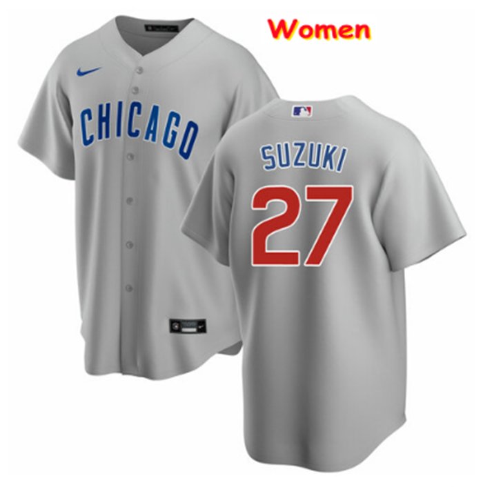 women's Baseball Team Uniform #27 Seiya Suzuki Jerseys Gray CoolBase League lady Shirts