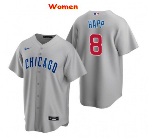 women's Baseball Team Uniform #8 Ian Happ Jerseys Gray CoolBase League lady Shirts