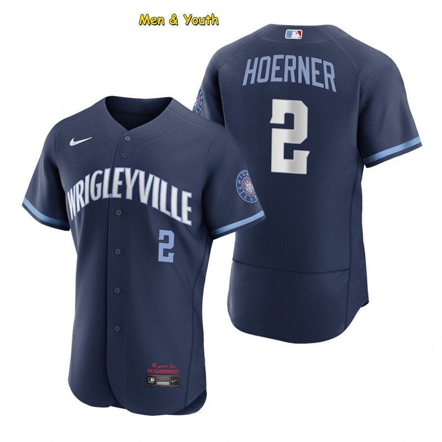 men's & youth Baseball Team Uniform 2 Nico Hoerner Jerseys Navy City