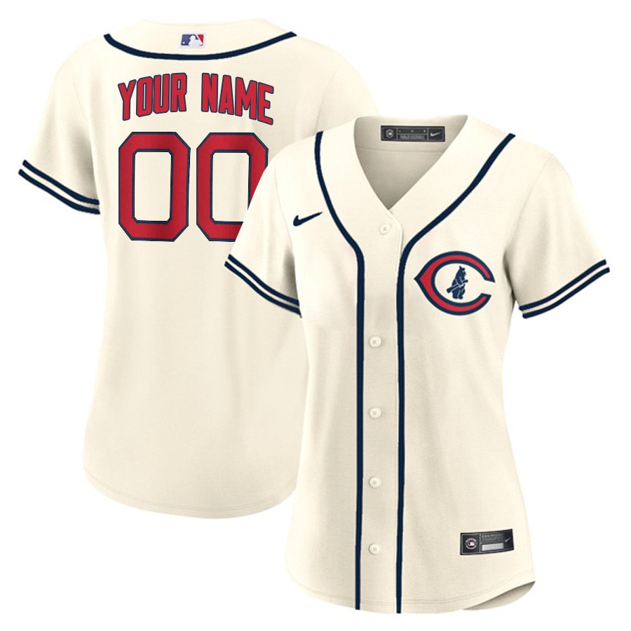 women's Baseball Cubs Uniform #00 Custom name number Jerseys Cream CoolBase League lady Shirts