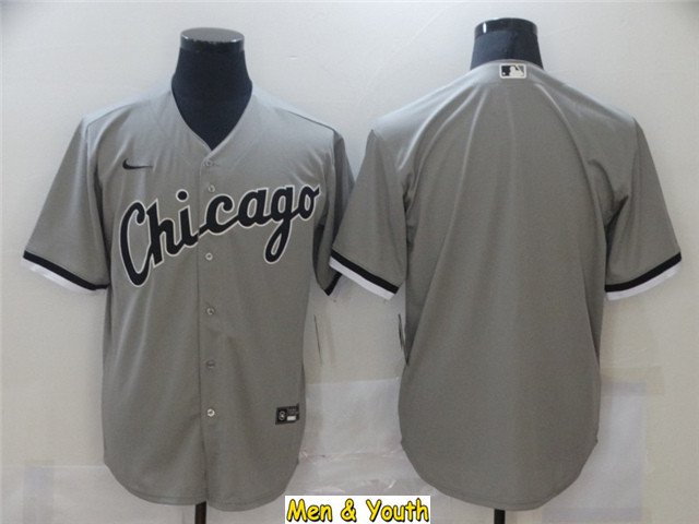 men's & youth Baseball Team Uniform Chicago White Sox Blank Jerseys Gray CoolBase League Shirts