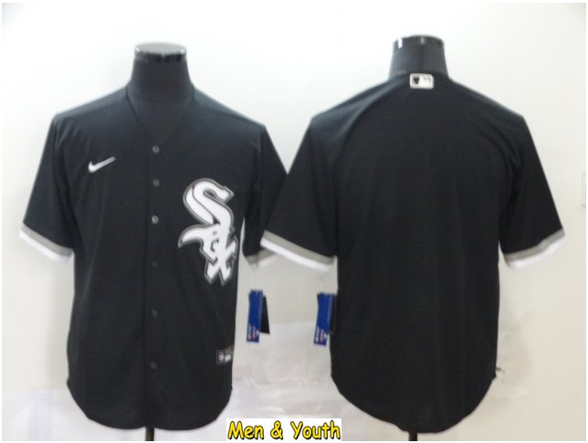 men's & youth Baseball Team Uniform Chicago White Sox Blank Jerseys Black CoolBase League Shirts