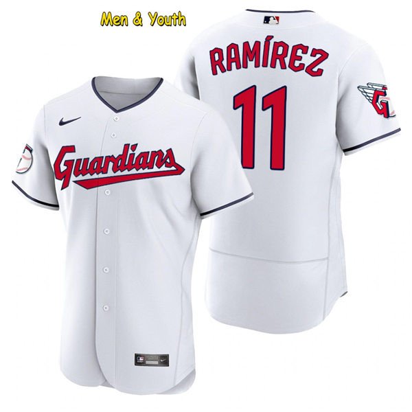 men's & youth Baseball Team Uniform #11 Jose Ramirez Jerseys White FlexBase League Shirts