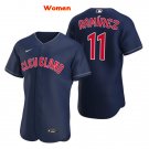 women's Baseball Team Uniform #11 Jose Ramirez Jerseys Navy Alternate CoolBase League lady Shirts