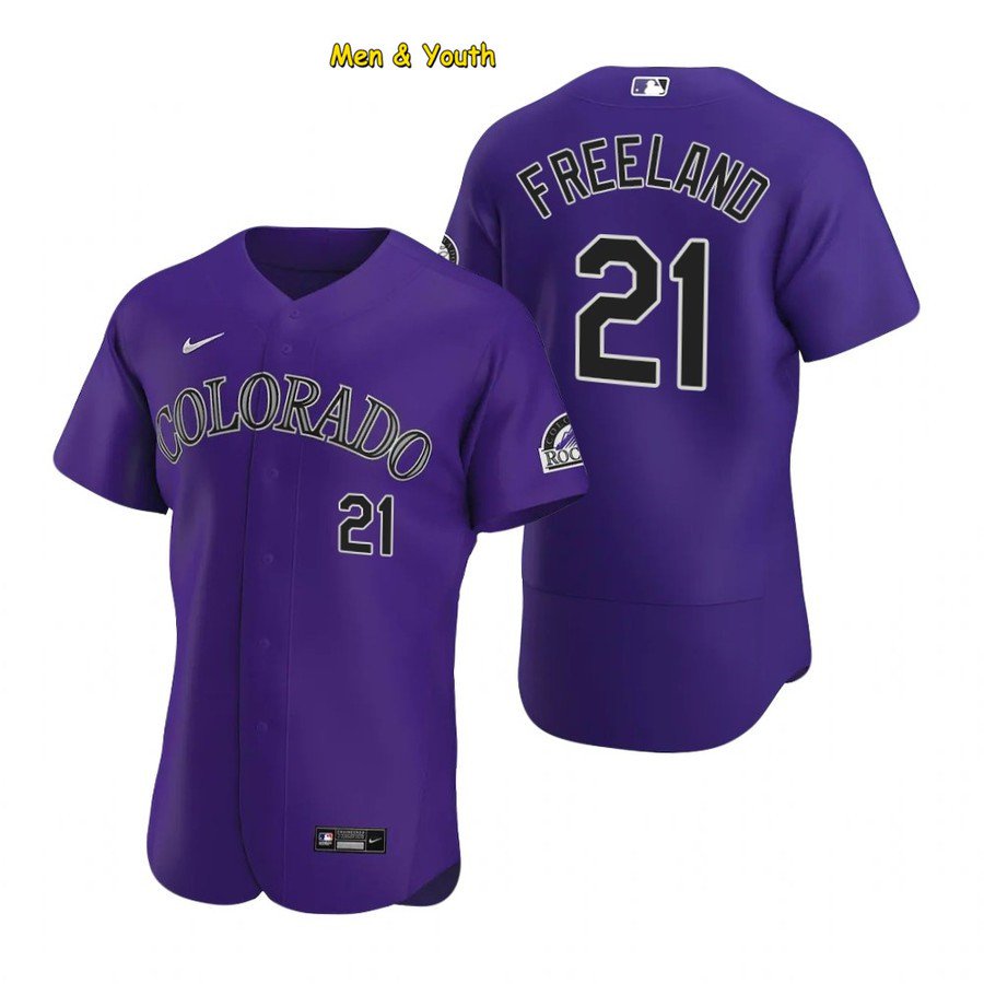 men's & youth Baseball Team Uniform 21 Kyle Freeland Jerseys Purple