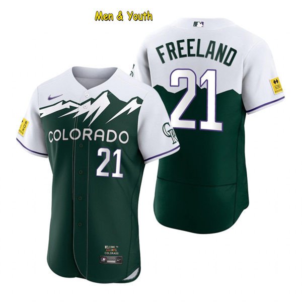 men's & youth Baseball Team Uniform 21 Kyle Freeland Jerseys Green