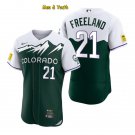 men's & youth Baseball Team Uniform #21 Kyle Freeland Jerseys Green City Connect FlexBase Shirts