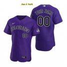 men's & youth Baseball Rockies Uniform #00 Custom name number Jerseys Purple FlexBase League Shirts