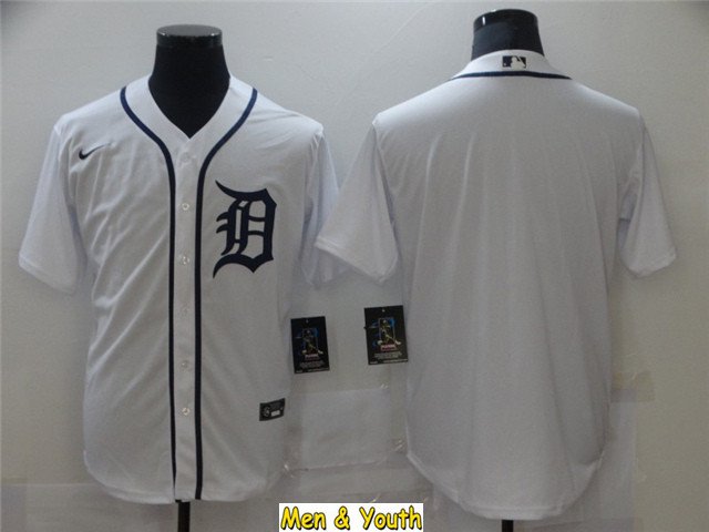men's & youth Baseball Team Uniform Detroit Tigers Blank Jerseys White Home CoolBase League Shirts