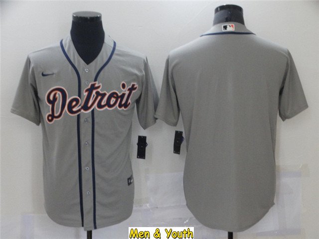 men's & youth Baseball Team Uniform Detroit Tigers Blank Jerseys Gray Road CoolBase League Shirts