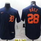 men's & youth Baseball Team Uniform #28 Javier Baez Jerseys Navy Alternate CoolBase League Shirts