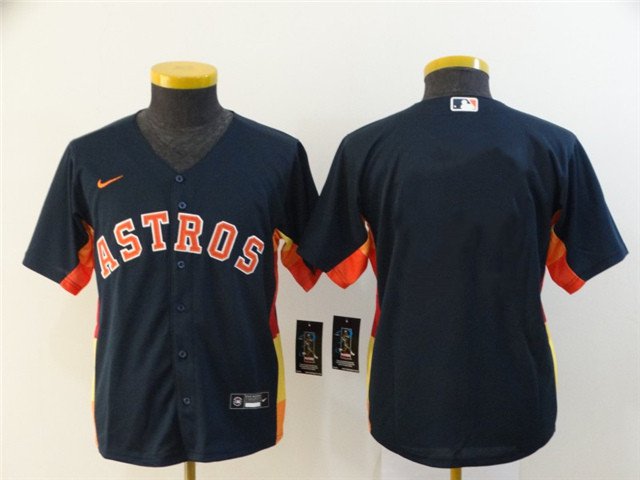 Youth Baseball Team Uniform Houston Astros Blank Jerseys Navy CoolBase League kids Shirts