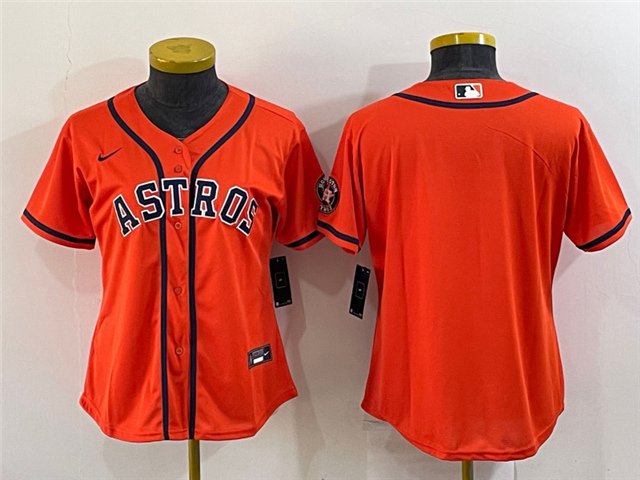 women's Baseball Team Uniform Houston Astros Blank Jerseys Orange CoolBase League ladys Shirts
