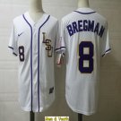 men's & youth Baseball Team Uniform #8 Alex Bregman Jerseys White LSU College Game League Shirts