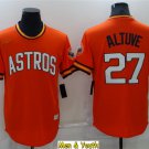 men's & youth Baseball Team Uniform #27 Jose Altuve Jerseys Orange Cooperstown V Neck Shirts