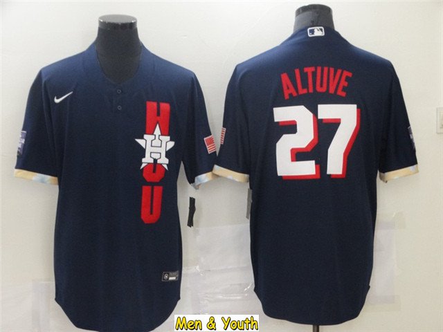men's & youth Baseball Team Uniform #27 Jose Altuve Jerseys Navy CoolBase 2021 All-Star Game Shirts