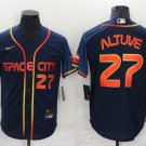 men's Baseball Team Uniform #27 Jose Altuve Jerseys Navy City Connect CoolBase League adults Shirts