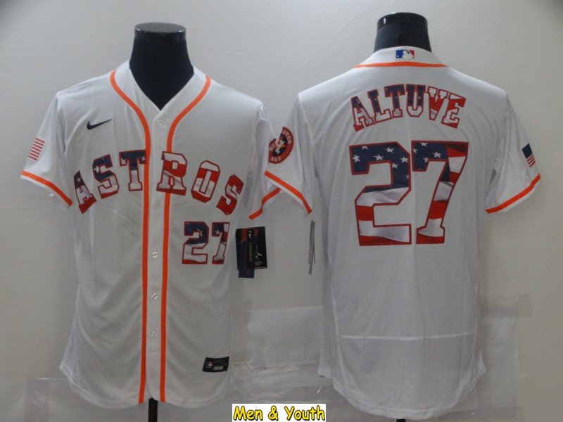 men's & youth Baseball Team Uniform 27 Jose Altuve Jerseys White USA